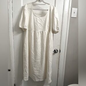 White Peasant Dress Open Back Tie Midi Dress